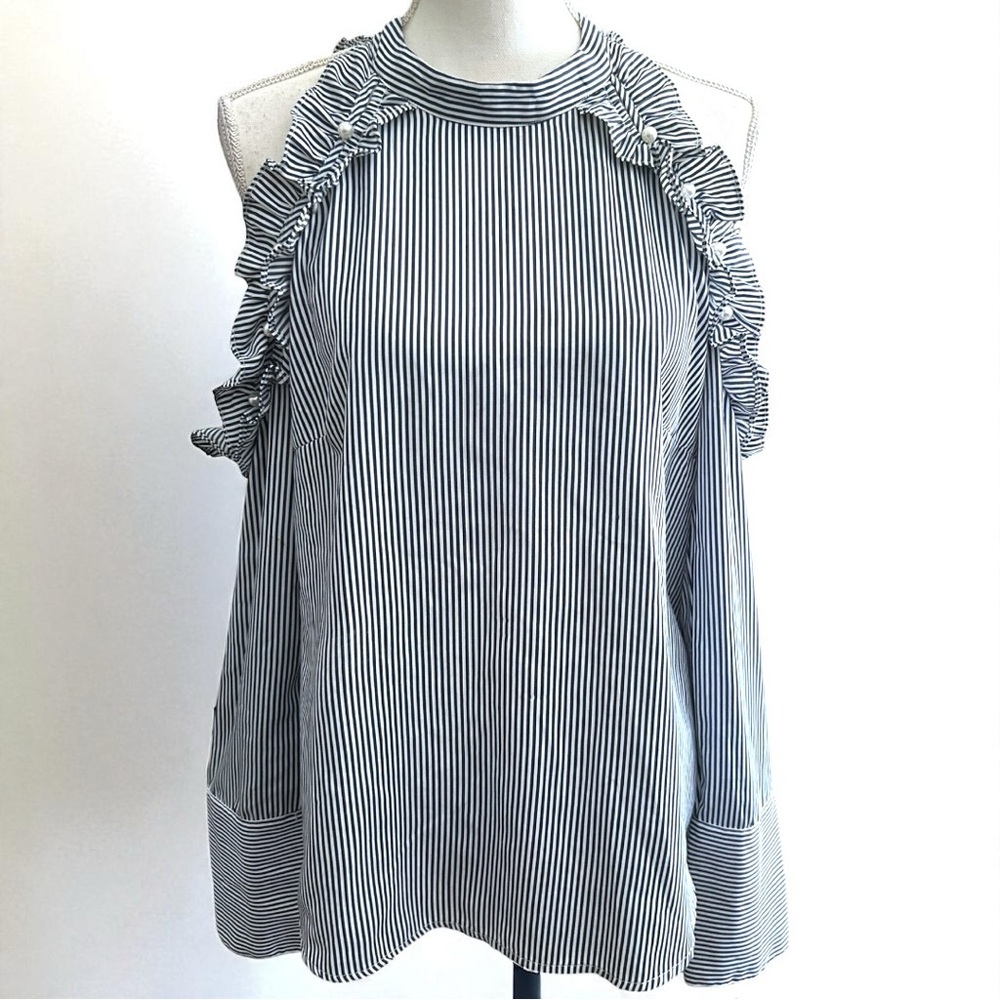 Elegant Striped Ruffle Blouse